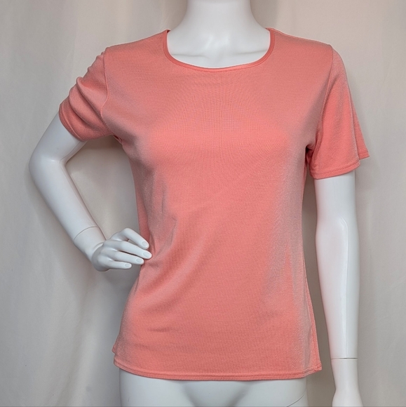 Peach Color Round Neck Short Sleeve Active Top Casual Basic - Picture 1 of 6